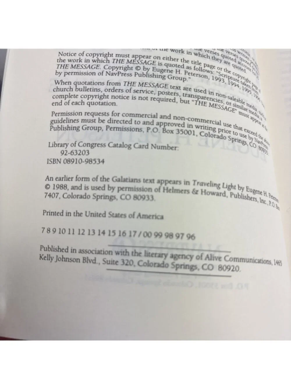 The Message: The New Testament in Contempory- 0891098534, E H Peterson paperback